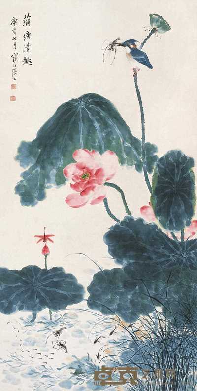 江寒汀 1950年作 蒲塘清趣 立轴 107×54.5cm